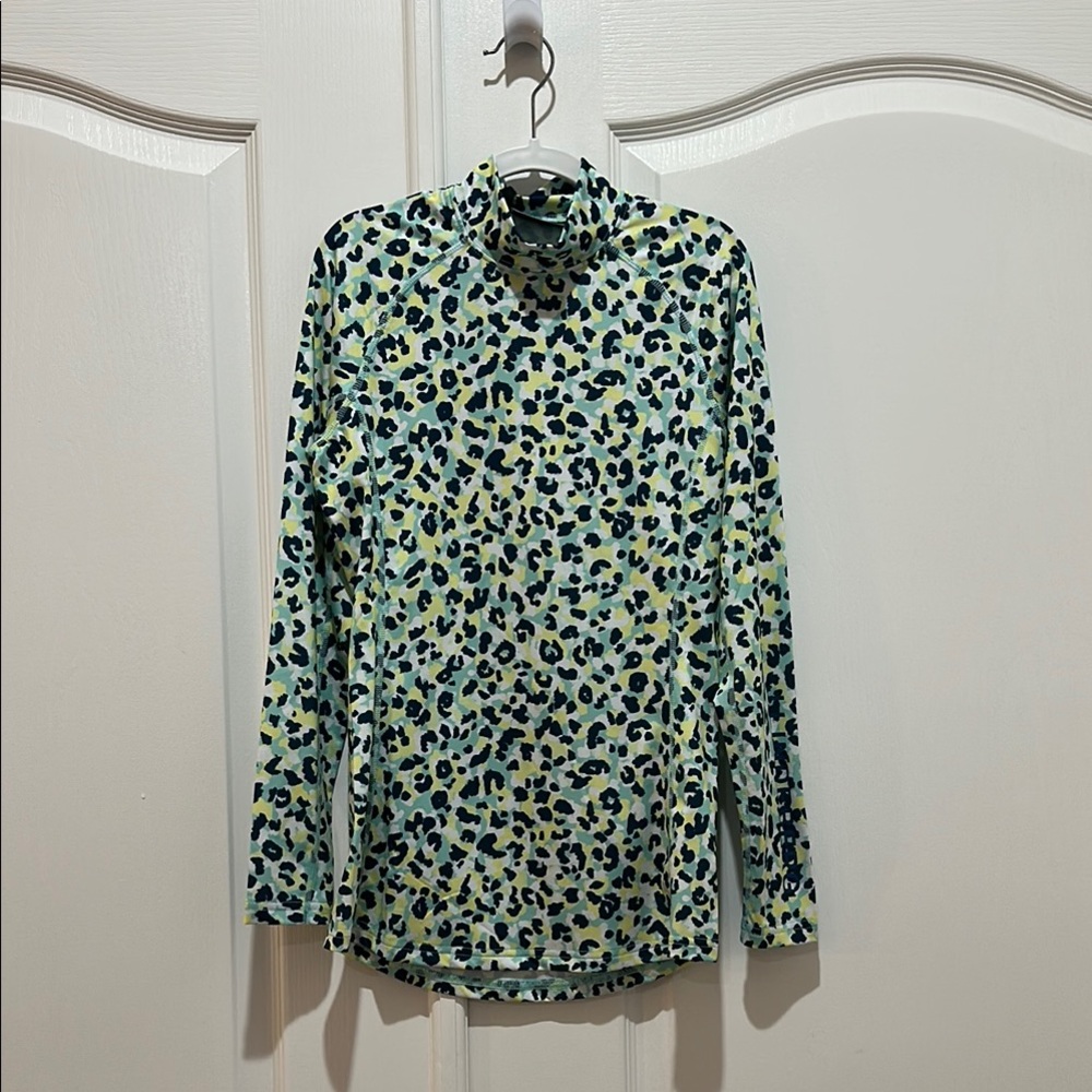 NWT Ladies J Lindberg Leopard Aruba Blue Compression Top